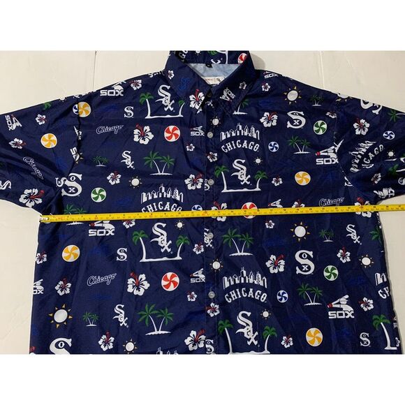 Chicago White Sox Blue Hawaiian Shirt M SGA 7/1/17 Beggars Pizza Polyester - Picture 7 of 8